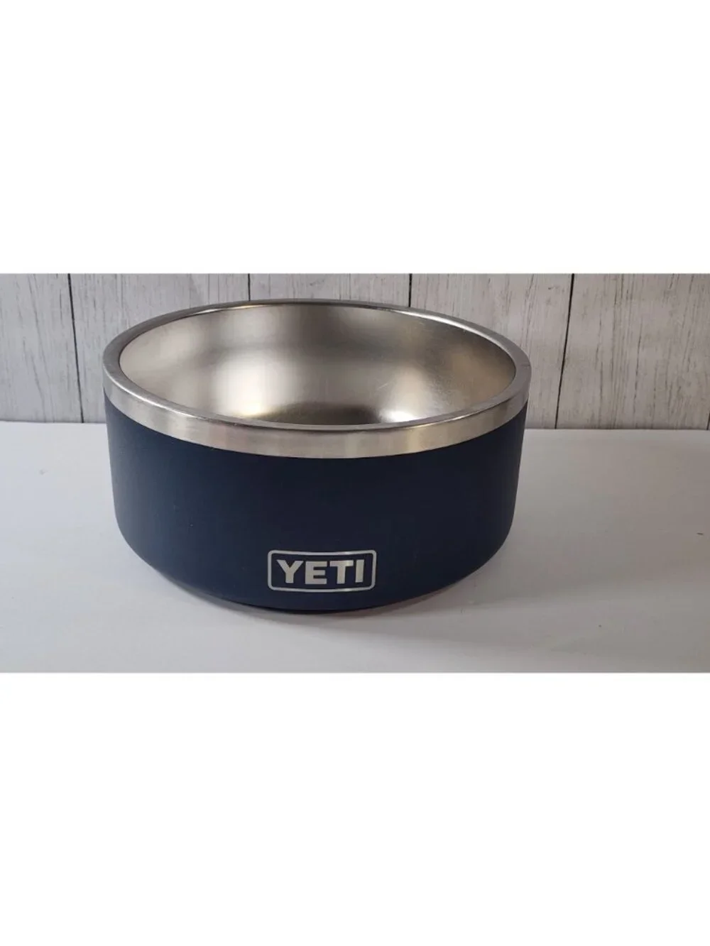 YETI BOOMER 8 DOG WATER FOOD BOWL BLUE STAINLESS STEEL NON SLIP RUBBER RING
